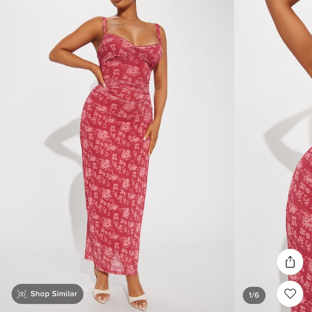 Carolina Mesh Maxi Dress - Red